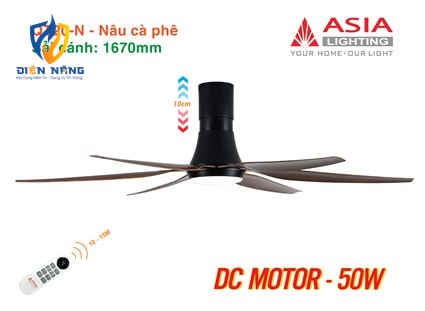 Quạt trần đèn cao cấp 6 cánh - sải cánh 1670 - QT20-N-01 - Nâu cà phê - anh 6