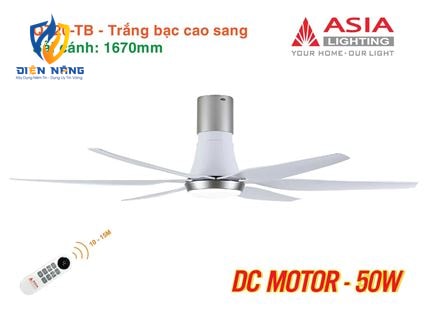 Quạt trần đèn cao cấp 6 cánh - sải cánh 1670 - QT20-TB-01 - Trắng bạc cao sang - anh 8