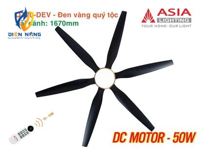 Quạt trần đèn cao cấp 6 cánh - sải cánh 1670 - QT20-DEV-01 - Đen vàng quý tộc - anh 7