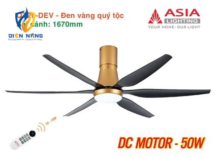 Quạt trần đèn cao cấp 6 cánh - sải cánh 1670 - QT20-DEV-01 - Đen vàng quý tộc - anh 8