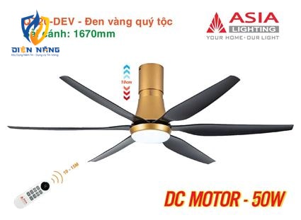 Quạt trần đèn cao cấp 6 cánh - sải cánh 1670 - QT20-DEV-01 - Đen vàng quý tộc - anh 9