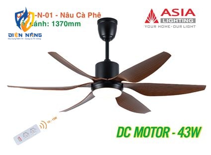 Quạt trần đèn cao cấp 6 cánh - sải cánh 1370 - QT21-N-01 - Nâu cà phê - anh 11