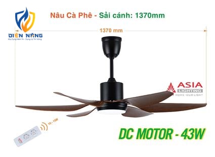 Quạt trần đèn cao cấp 6 cánh - sải cánh 1370 - QT21-N-01 - Nâu cà phê - anh 7