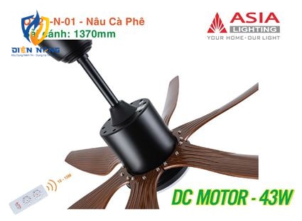 Quạt trần đèn cao cấp 6 cánh - sải cánh 1370 - QT21-N-01 - Nâu cà phê - anh 8