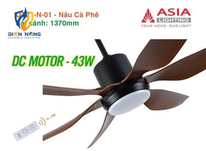Quạt trần đèn cao cấp 6 cánh - sải cánh 1370 - QT21-N-01 - Nâu cà phê - anh 9