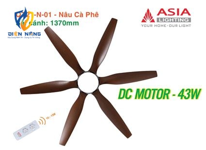 Quạt trần đèn cao cấp 6 cánh - sải cánh 1370 - QT21-N-01 - Nâu cà phê - anh 10