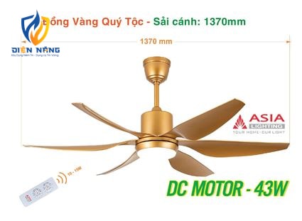 Quạt trần đèn cao cấp 6 cánh - sải cánh 1370 - QT21-N-01 - Đồng vàng quý tộc - anh 7