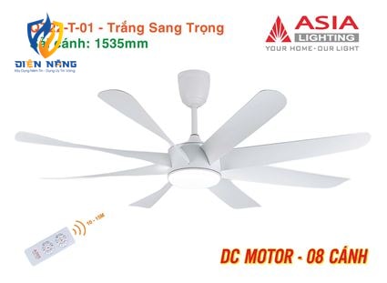 Quạt trần đèn cao cấp 08 cánh - QT22 - Trắng sang trọng - anh 11
