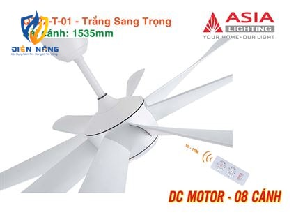 Quạt trần đèn cao cấp 08 cánh - QT22 - Trắng sang trọng - anh 7