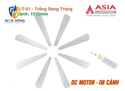 Quạt trần đèn cao cấp 08 cánh - QT22 - Trắng sang trọng - anh 8