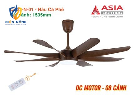 Quạt trần đèn cao cấp 08 cánh - QT22 - Nâu cà phê - anh 11