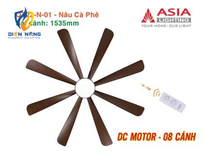 Quạt trần đèn cao cấp 08 cánh - QT22 - Nâu cà phê - anh 8