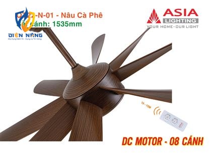 Quạt trần đèn cao cấp 08 cánh - QT22 - Nâu cà phê - anh 7