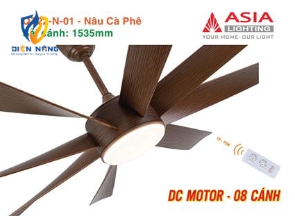 Quạt trần đèn cao cấp 08 cánh - QT22 - Nâu cà phê - anh 9