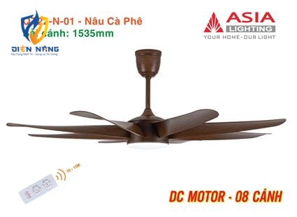 Quạt trần đèn cao cấp 08 cánh - QT22 - Nâu cà phê - anh 10