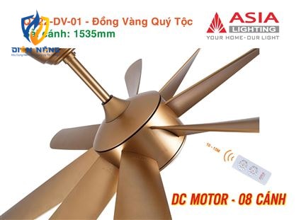 Quạt trần đèn cao cấp 08 cánh - QT22 - Đồng vàng quý tộc - anh 7