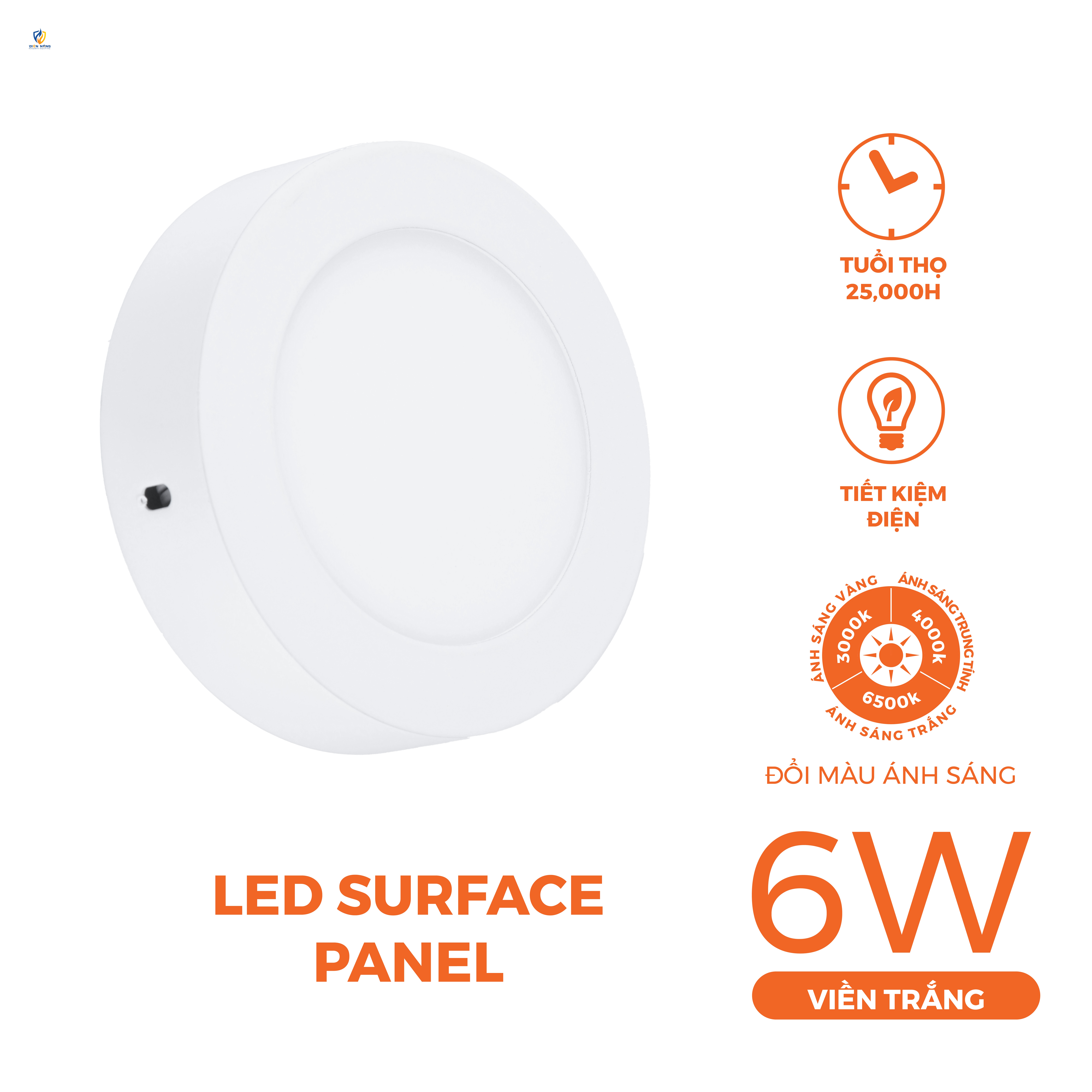 Đèn Panel LED trắng, tròn 6W đổi màu - anh 6