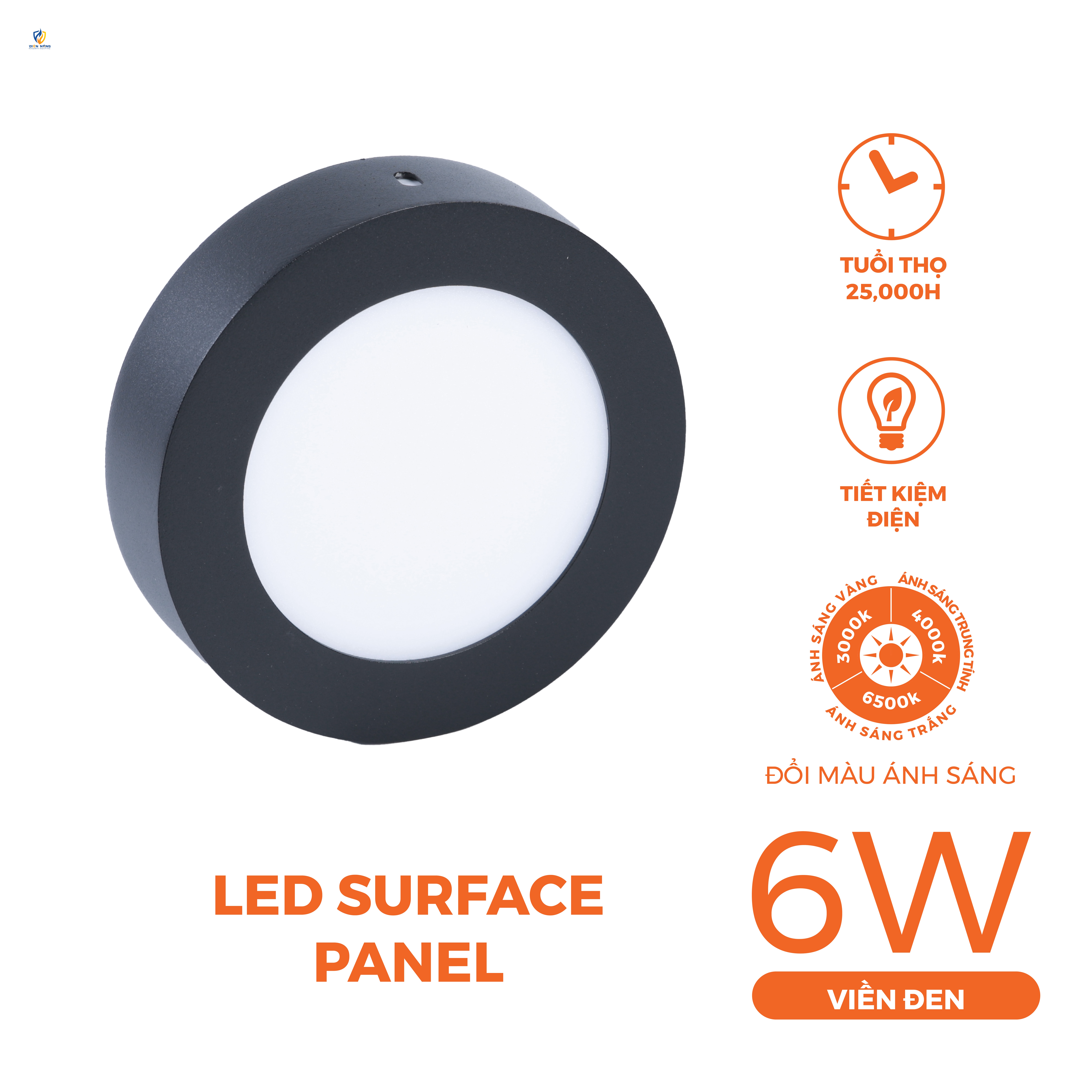 Đèn Panel LED đen, tròn 6W đổi màu - anh 6
