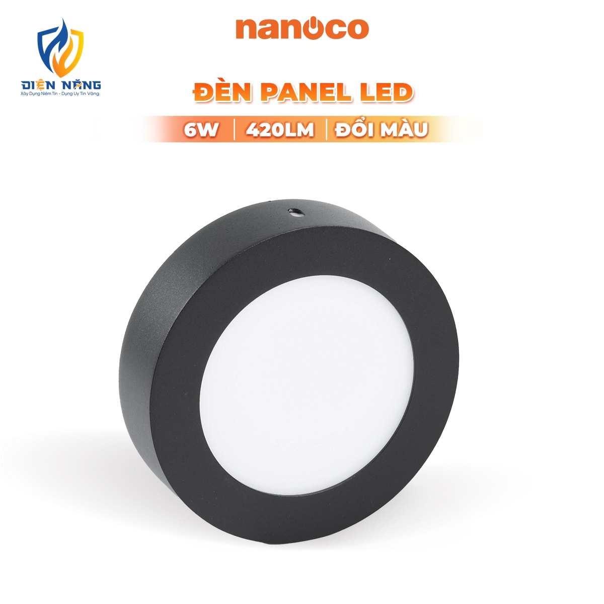 Đèn Panel LED đen, tròn 6W đổi màu - anh 2