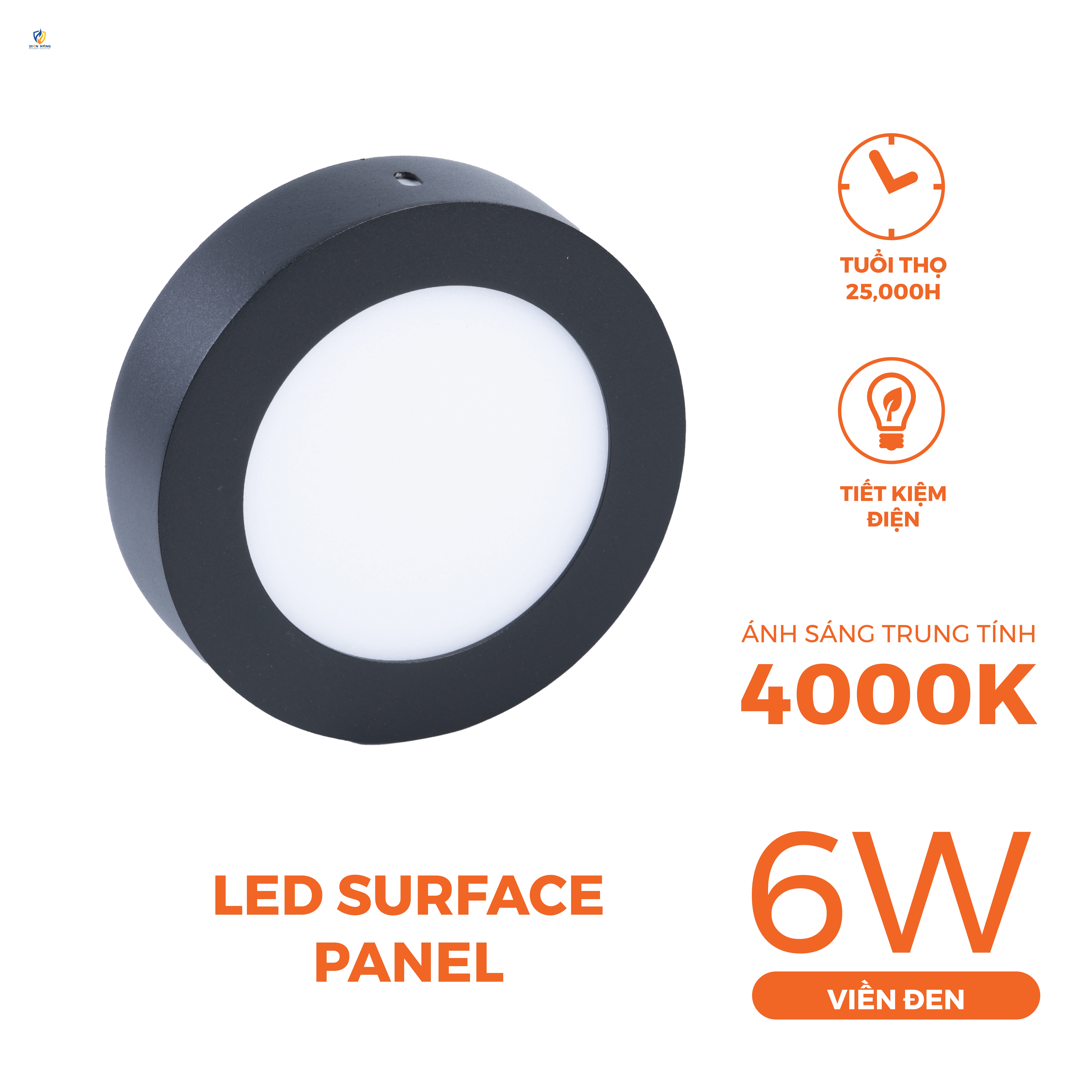 Đèn Panel LED đen, tròn 6W 4000K - anh 6