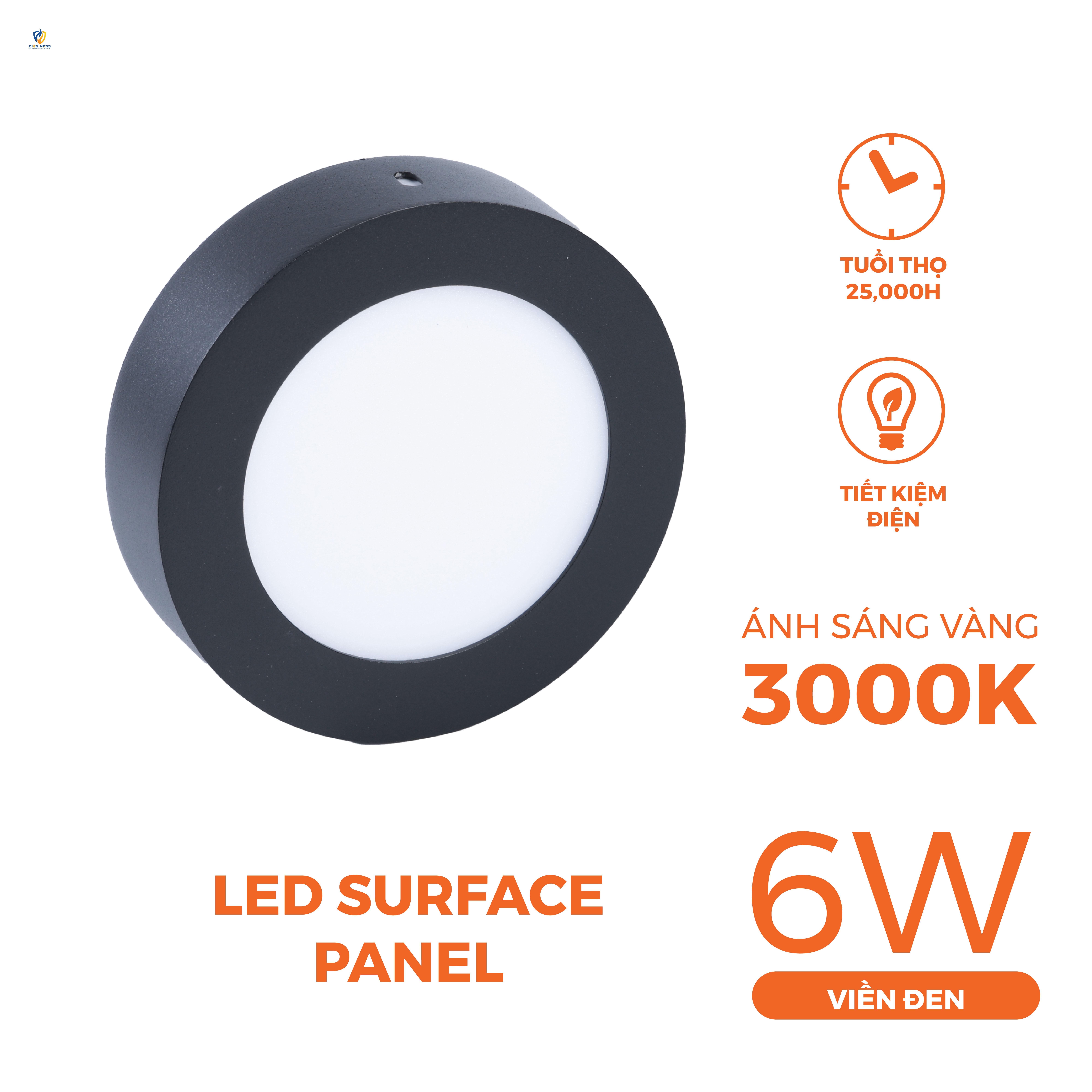 Đèn Panel LED đen, tròn 6W 3000K - anh 6