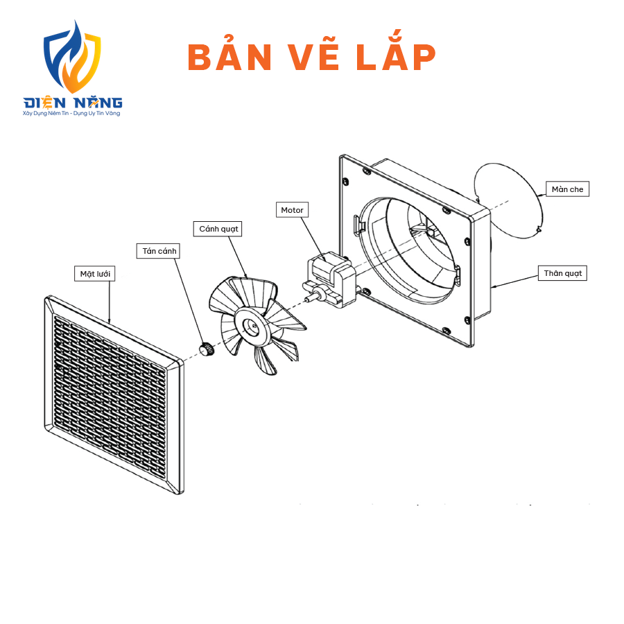 Quạt hút siêu mỏng, lỗ khoét 15cm NMV1523
