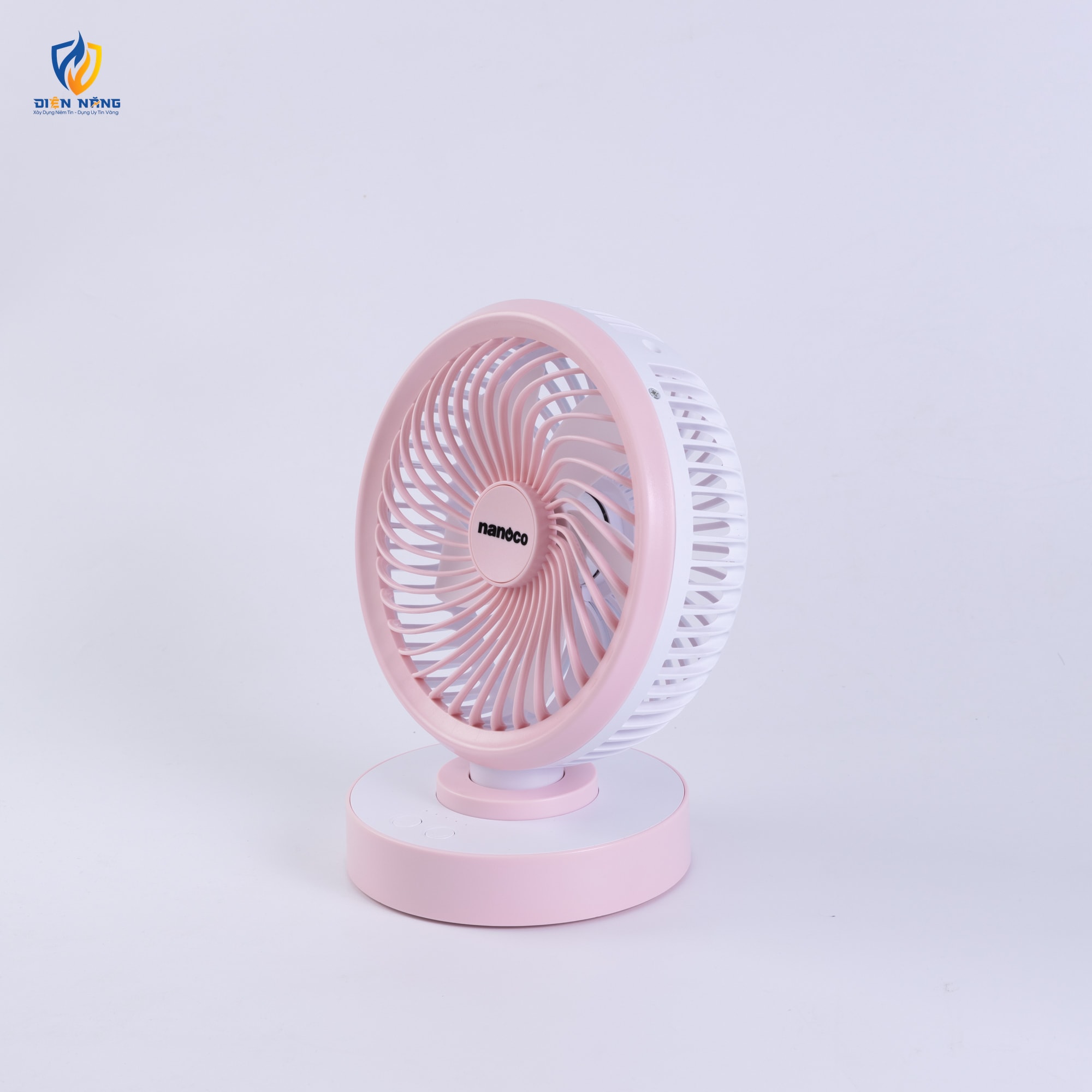 Quạt sạc 6inch, màu hồng, có xoay - anh 3