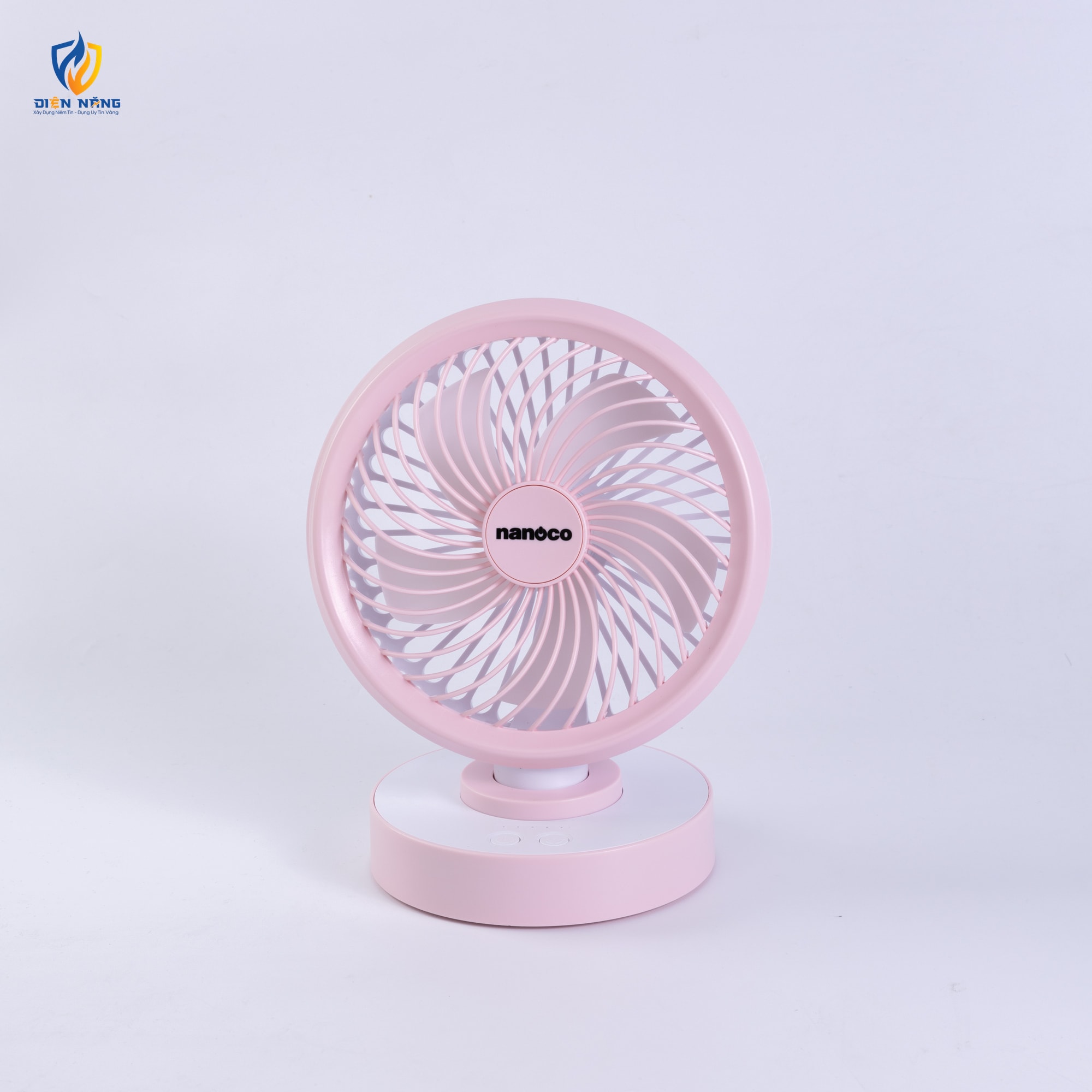 Quạt sạc 6inch, màu hồng, có xoay