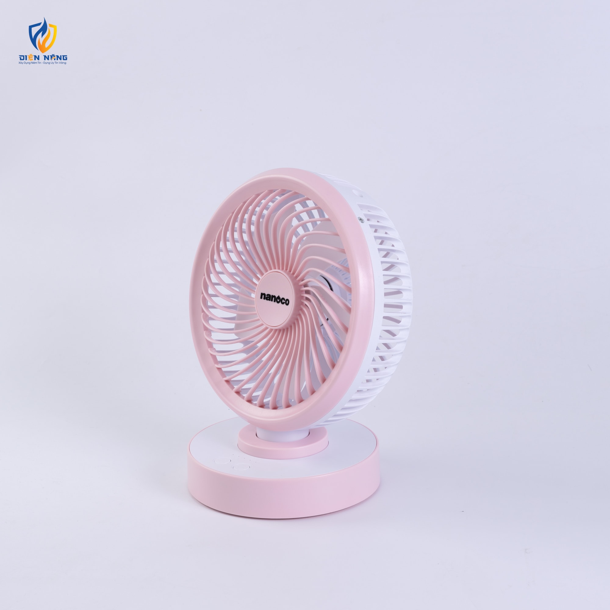 Quạt sạc 6inch, màu hồng, có xoay - anh 2