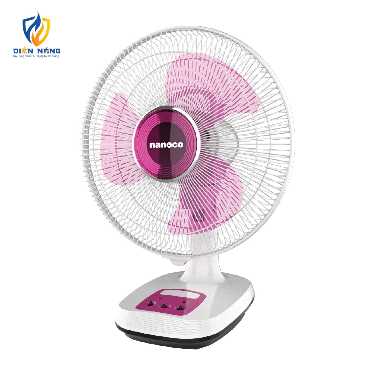 Quạt sạc bàn 12inch, màu hồng